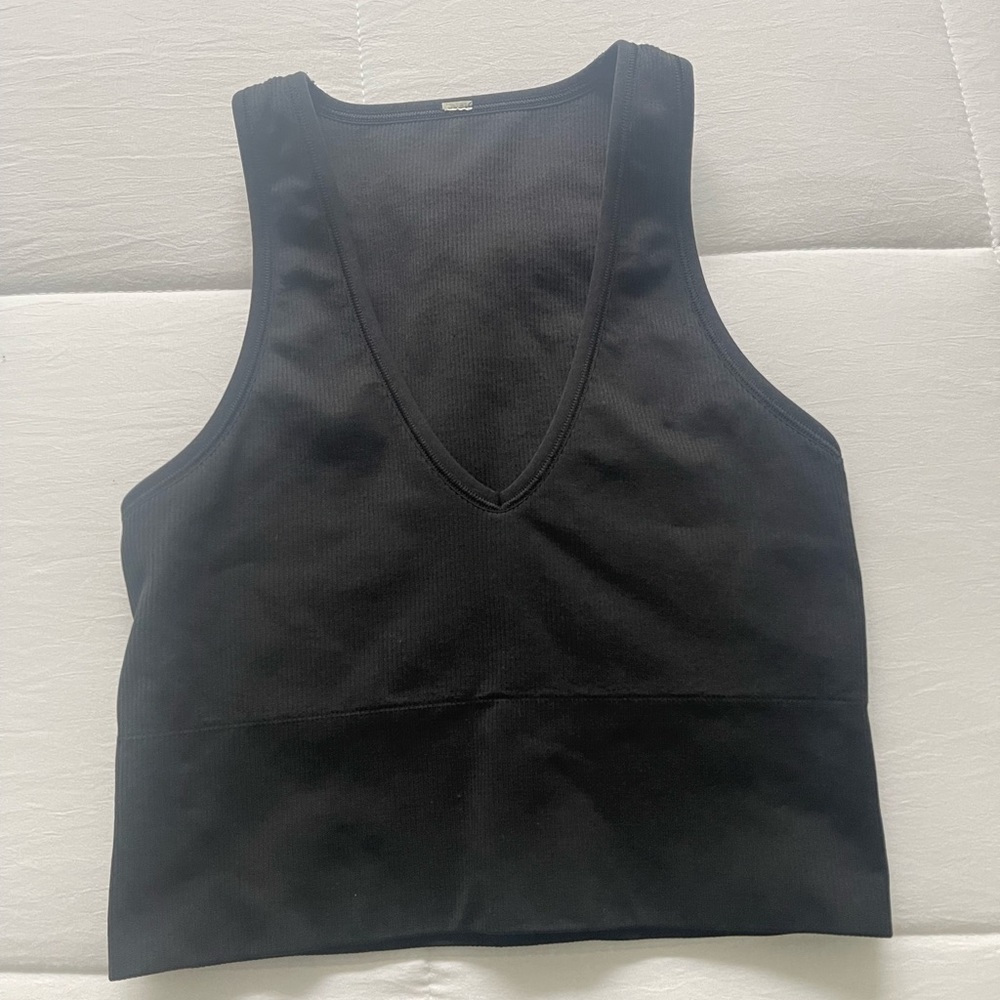 Black Athleta Aurora Seamless Cropped Rib Tank